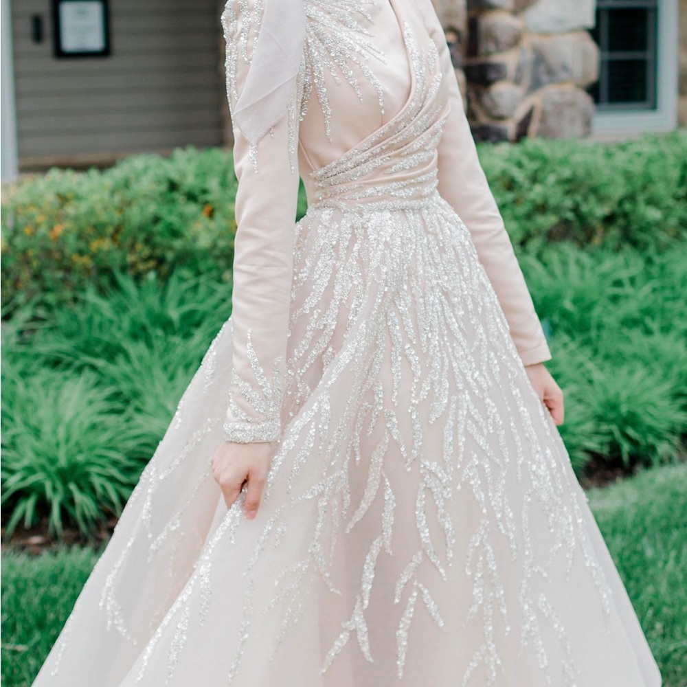 Long sleeve ankle tea length gown